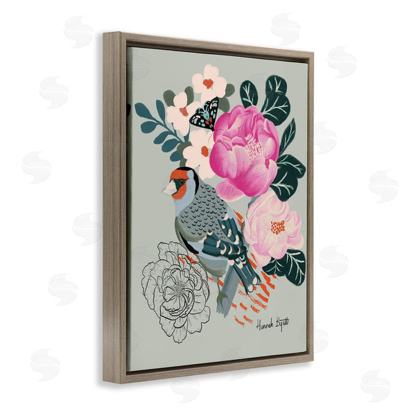 Stupell Industries Hannah Byatt | Bird & Peonies On Green Wall Art