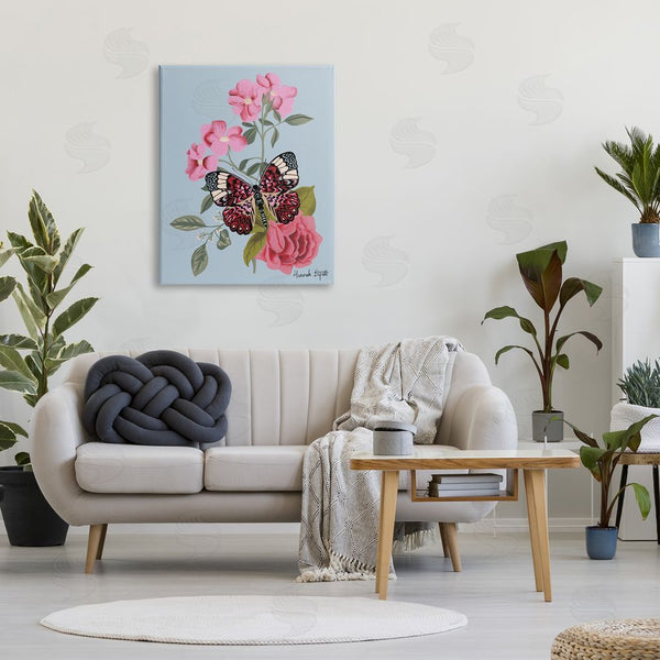 Stupell Industries Hannah Byatt | Pink Floral Butterfly Wall Art