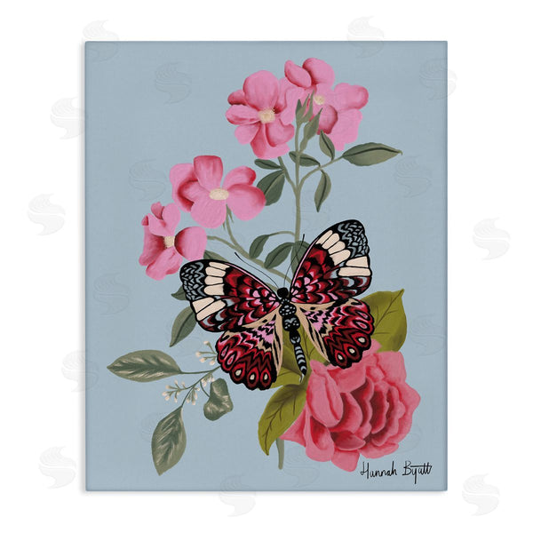 stupell industries Hannah Byatt | Pink Floral Butterfly Wall Art