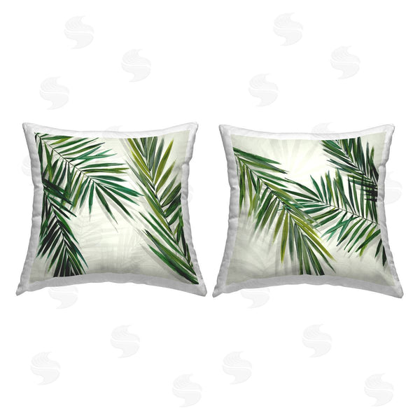 stupell industries Hannah Dawson | Alternating Palm Fronds Printed Throw Pillow Set