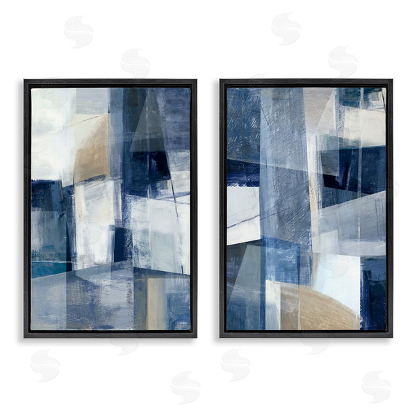 Stupell Industries Hannah Dawson | Blue & Neutral Geometrics Wall Art