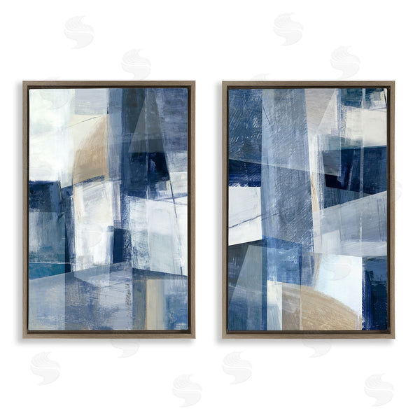 Stupell Industries Hannah Dawson | Blue & Neutral Geometrics Wall Art