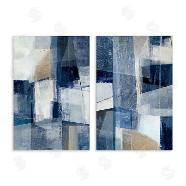 stupell industries Hannah Dawson | Blue & Neutral Geometrics Wall Art