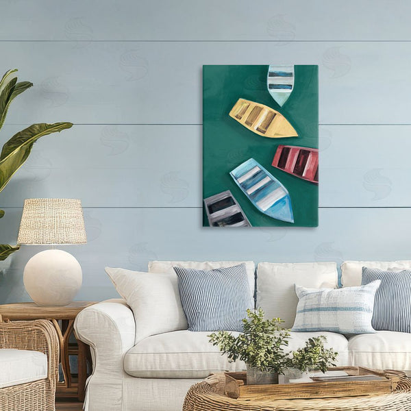 Stupell Industries Hannah Dawson | Colorful Drifting Rowboats Wall Art