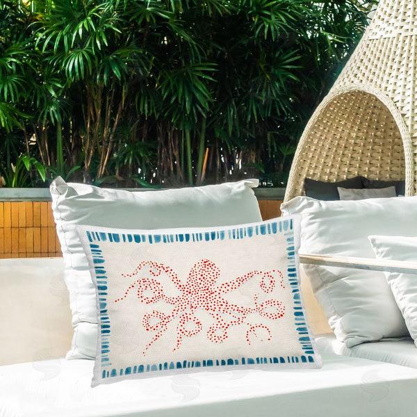 Stupell Industries Hannah Dawson | Dotted Depths Octopus Printed Throw Pillow