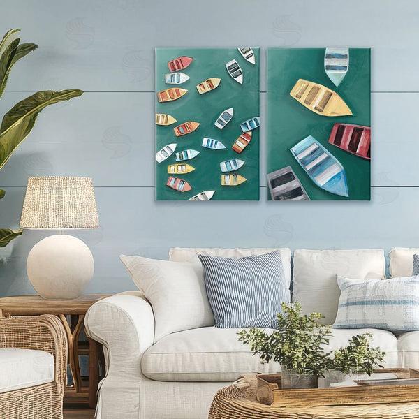 Stupell Industries Hannah Dawson | Drifting Colorful Rowboats Wall Art