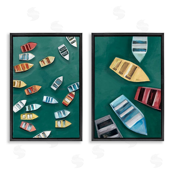 Stupell Industries Hannah Dawson | Drifting Colorful Rowboats Wall Art