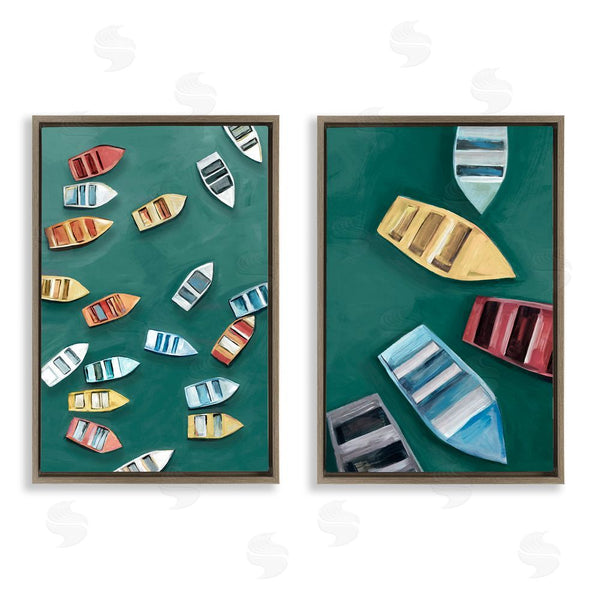 Stupell Industries Hannah Dawson | Drifting Colorful Rowboats Wall Art