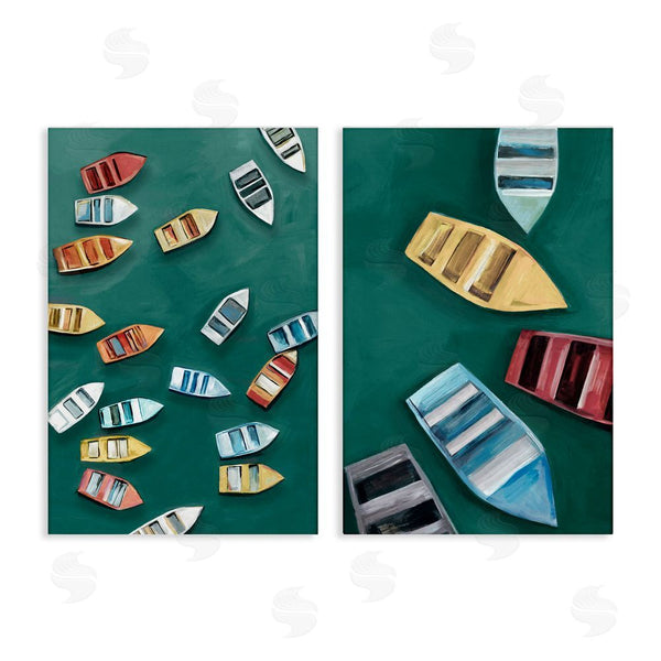 stupell industries Hannah Dawson | Drifting Colorful Rowboats Wall Art