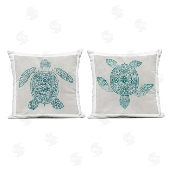 Stupell Industries Hannah Dawson | Geometric Maritime Sea Turtles Printed Throw Pillow Set