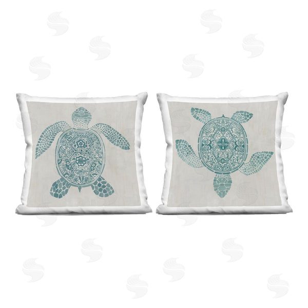 stupell industries Hannah Dawson | Geometric Maritime Sea Turtles Printed Throw Pillow Set