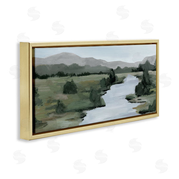 Stupell Industries Hannah Dawson | Jagged River With Distant Mountain