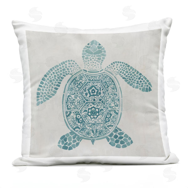 Stupell Industries Hannah Dawson | Mediterranean Patterned Turtle Printed Throw Pillow