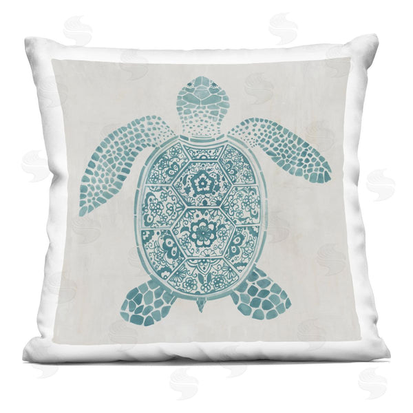 stupell industries Hannah Dawson | Mediterranean Patterned Turtle Printed Throw Pillow