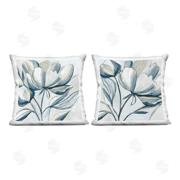 stupell industries Hannah Dawson | Neutral Contrast Flowers Printed Throw Pillow Set