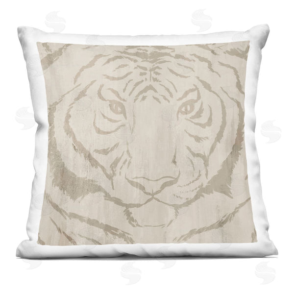 stupell industries Hannah Dawson | Neutral Majestic Tiger Printed Throw Pillow