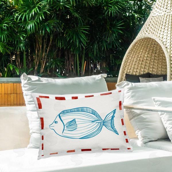 Stupell Industries Hannah Dawson | Ocean Fish Sketch Printed Throw Pillow