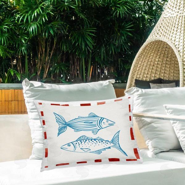 Stupell Industries Hannah Dawson | Ocean Fish Sketch Printed Throw Pillow