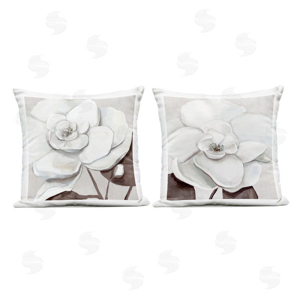Stupell Industries Hannah Dawson | White Elegant Blooms Printed Throw Pillow Set
