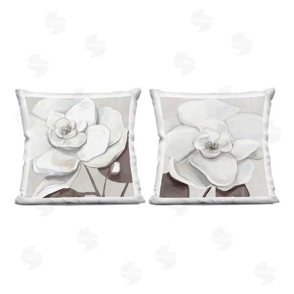 stupell industries Hannah Dawson | White Elegant Blooms Printed Throw Pillow Set