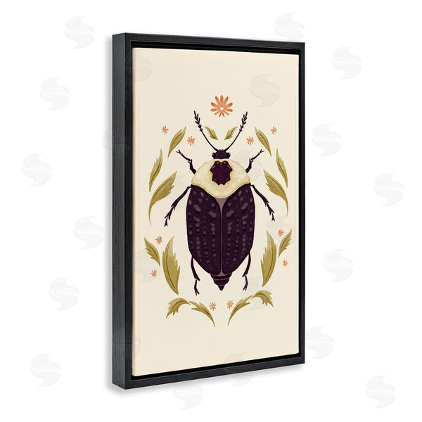 Stupell Industries Hannah Moren | Black Beetle With Leaves