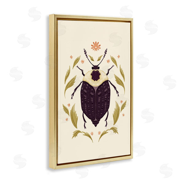Stupell Industries Hannah Moren | Black Beetle With Leaves