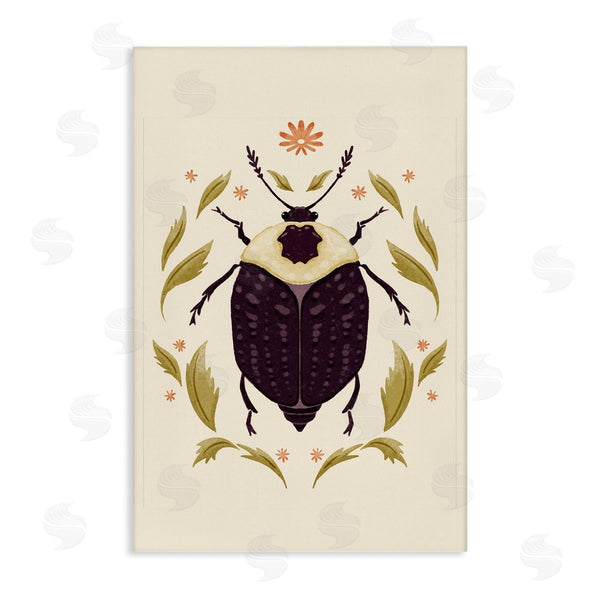 stupell industries Hannah Moren | Black Beetle with Leaves