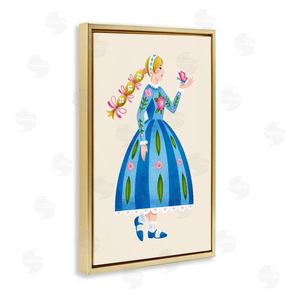 Stupell Industries Hannah Moren | Blonde Folk Girl & Butterfly