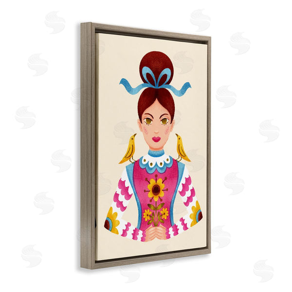 Stupell Industries Hannah Moren | Brunette Girl With Birds
