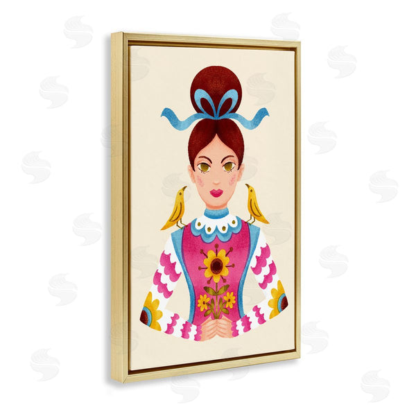 Stupell Industries Hannah Moren | Brunette Girl With Birds