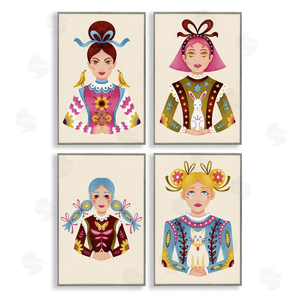 Stupell Industries Hannah Moren | Floral Folk Women Portraits Wall Art