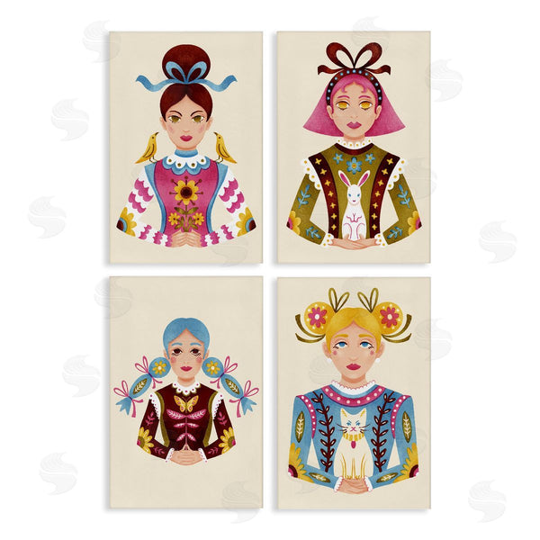 stupell industries Hannah Moren | Floral Folk Women Portraits Wall Art
