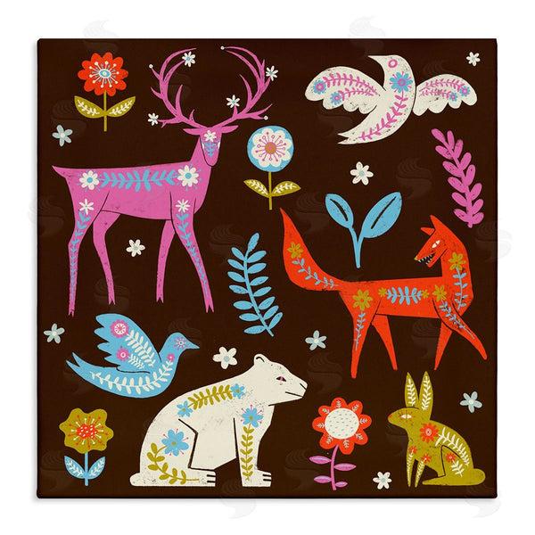 stupell industries Hannah Moren | Forest Folk Animals with Florals Wall Art
