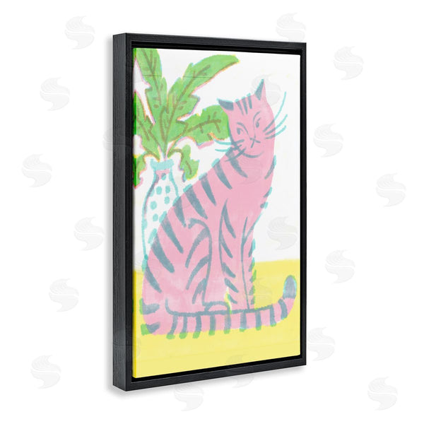 Stupell Industries Hannah Moren | Modern Pink Cat & Plant
