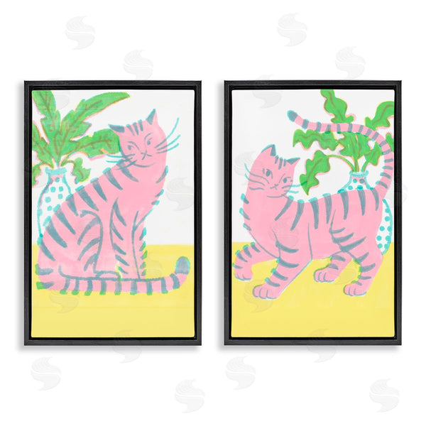 Stupell Industries Hannah Moren | Pastel Pink Cats & Plants