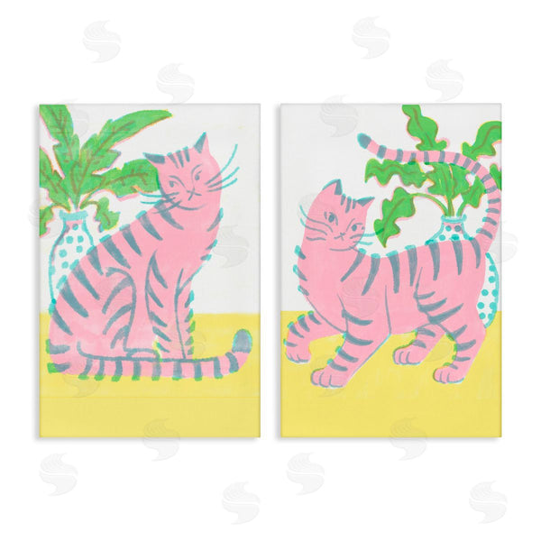 stupell industries Hannah Moren | Pastel Pink Cats & Plants
