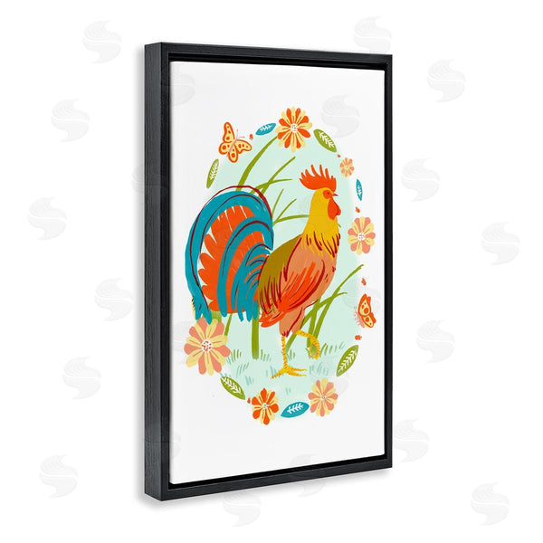 Stupell Industries Hannah Moren | Rooster With Butterflies Border