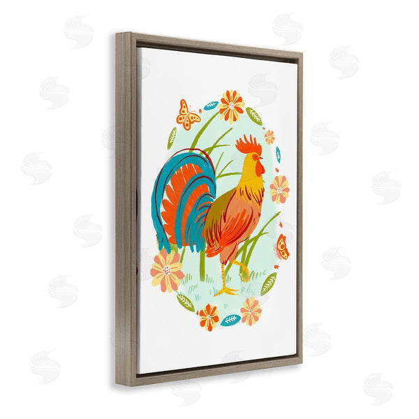 Stupell Industries Hannah Moren | Rooster With Butterflies Border