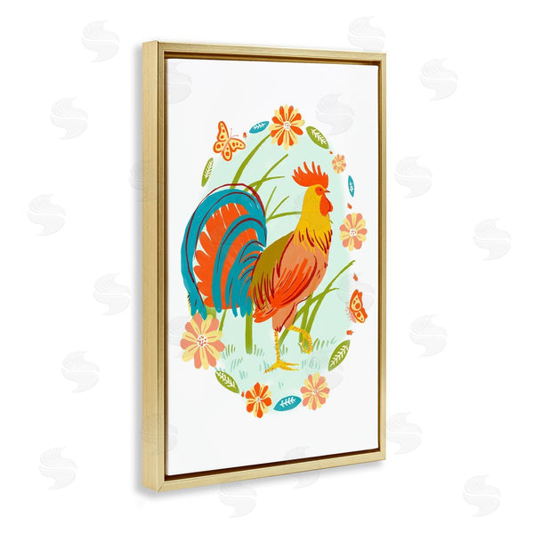 Stupell Industries Hannah Moren | Rooster With Butterflies Border