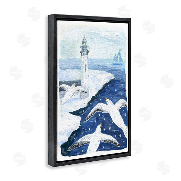 Stupell Industries Hannah Moren | Snowy Winter Harbor Birds
