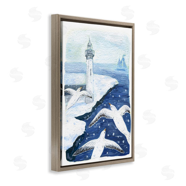 Stupell Industries Hannah Moren | Snowy Winter Harbor Birds
