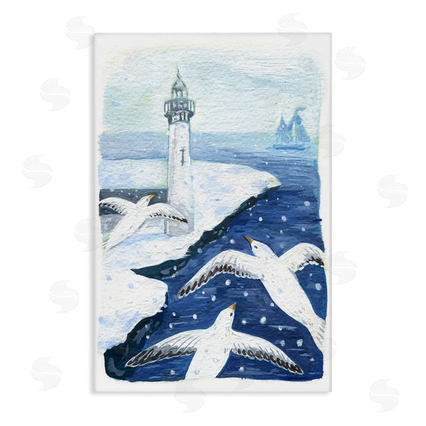 stupell industries Hannah Moren | Snowy Winter Harbor Birds