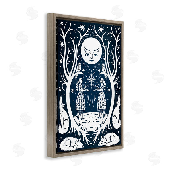Stupell Industries Hannah Moren | Woodland Folk Girls With Moon