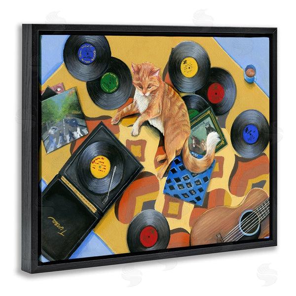 Stupell Industries Hannah Spiegleman | Cat & Vintage Record Player Wall Art