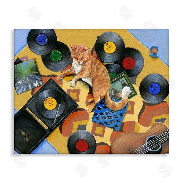 stupell industries Hannah Spiegleman | Cat & Vintage Record Player Wall Art