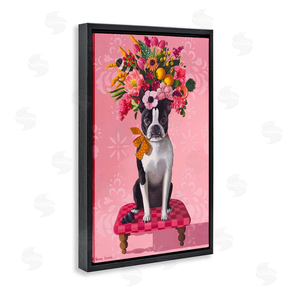 Stupell Industries Heather Gauthier | Bulldog & Pink Bouquet Wall Art