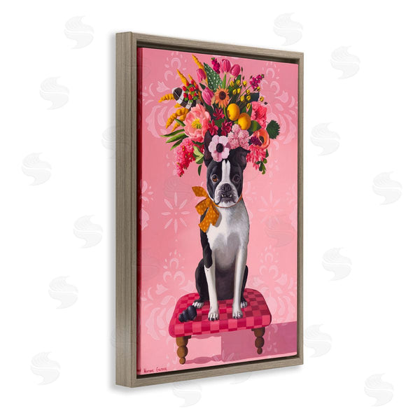 Stupell Industries Heather Gauthier | Bulldog & Pink Bouquet Wall Art