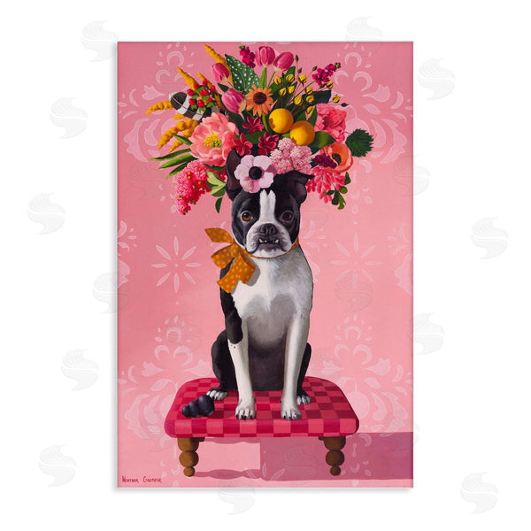 stupell industries Heather Gauthier | Bulldog & Pink Bouquet Wall Art