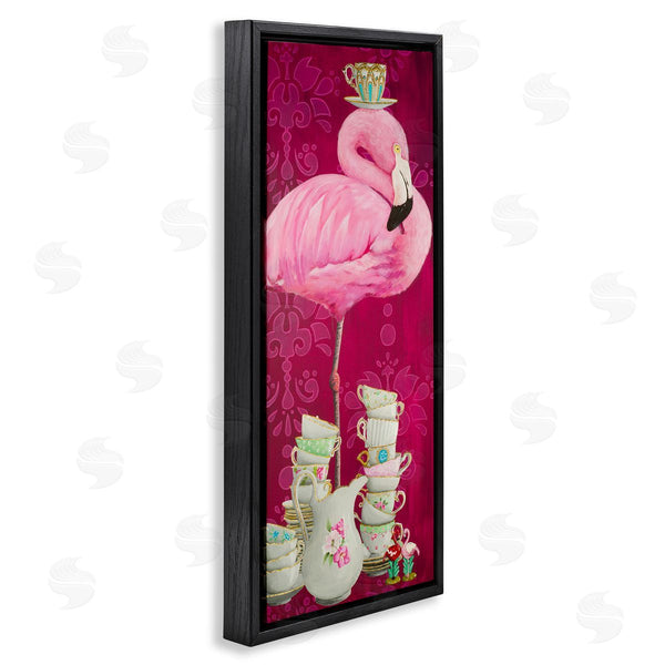 Stupell Industries Heather Gauthier | Flamingo With Antique Teacups Wall Art