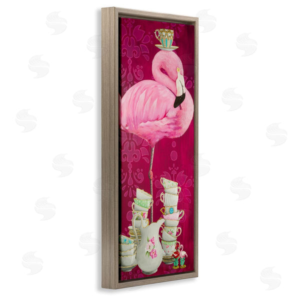 Stupell Industries Heather Gauthier | Flamingo With Antique Teacups Wall Art